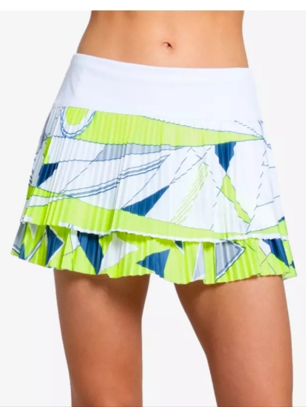 Lucky in Love tennis skirt Going Strong Pleated white ylw Skort sz Medium ,  NEW